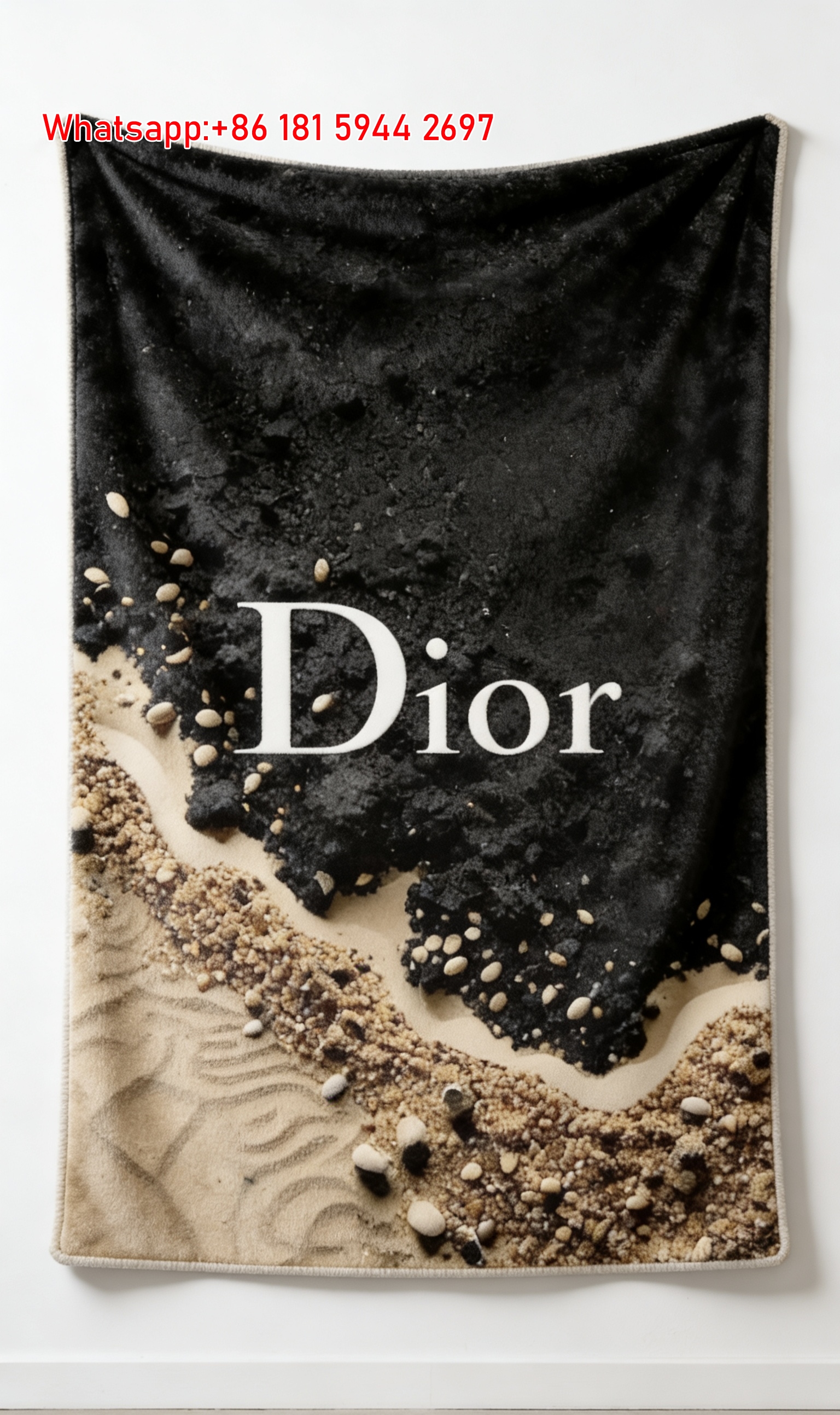 Black Sand Dior Flannel Sofa Throw Blanket D015